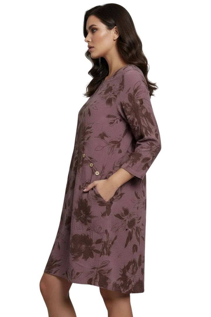 curved hem side slit floral dress bulk
