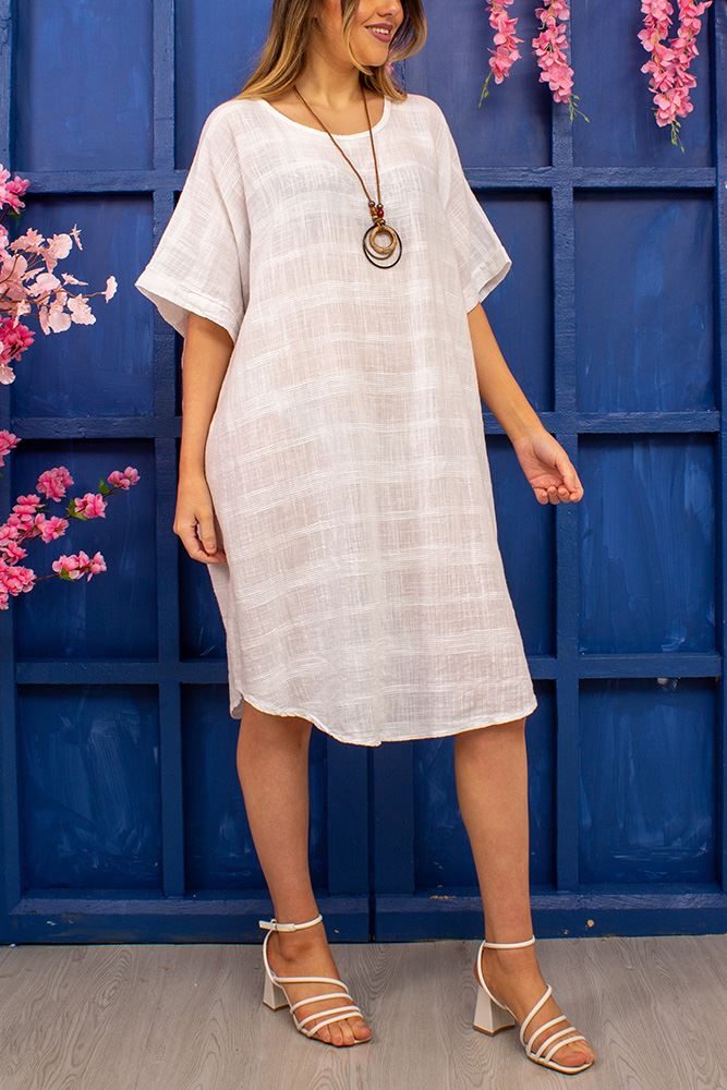 Plain Cotton Dipped Hem with Necklace Top