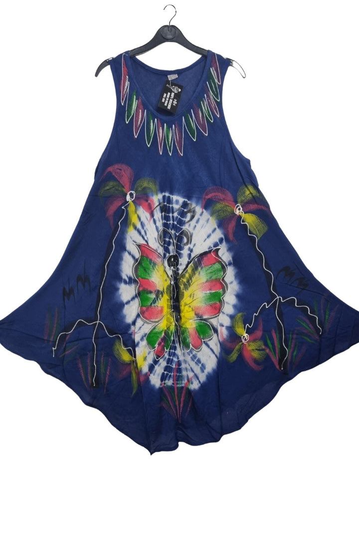 Butterfly Palm Trees Abstract Leaf Accents Motif Dress