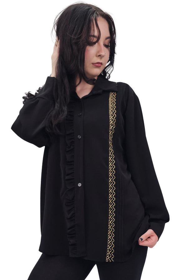 Mandala Print Ruffle Detail Shirt