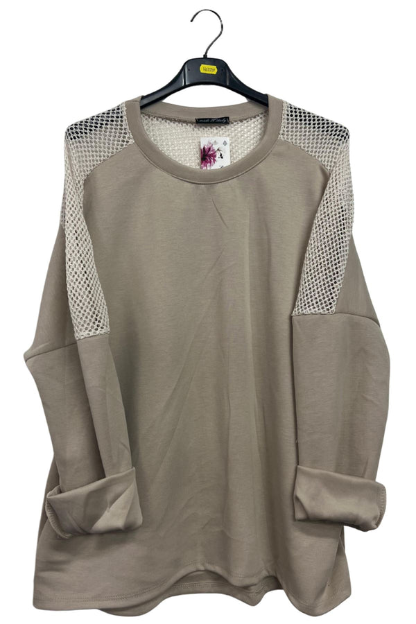 Plain Mesh-Textured Oversized Top
