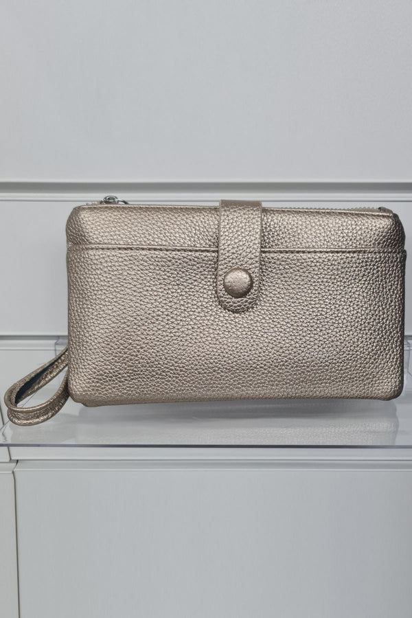 Textured Button Tab Closure Hand Bag