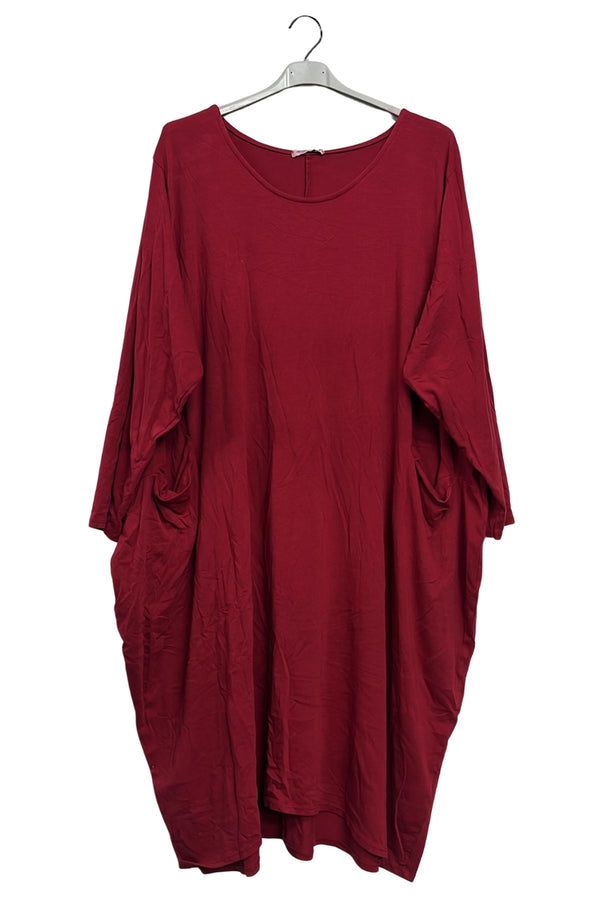 Plain Two Pockets Asymmetrical Hemline Cotton Dress