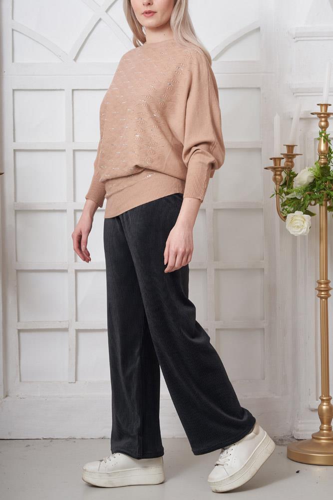 Diamante Knitted Tunic Viscose Top