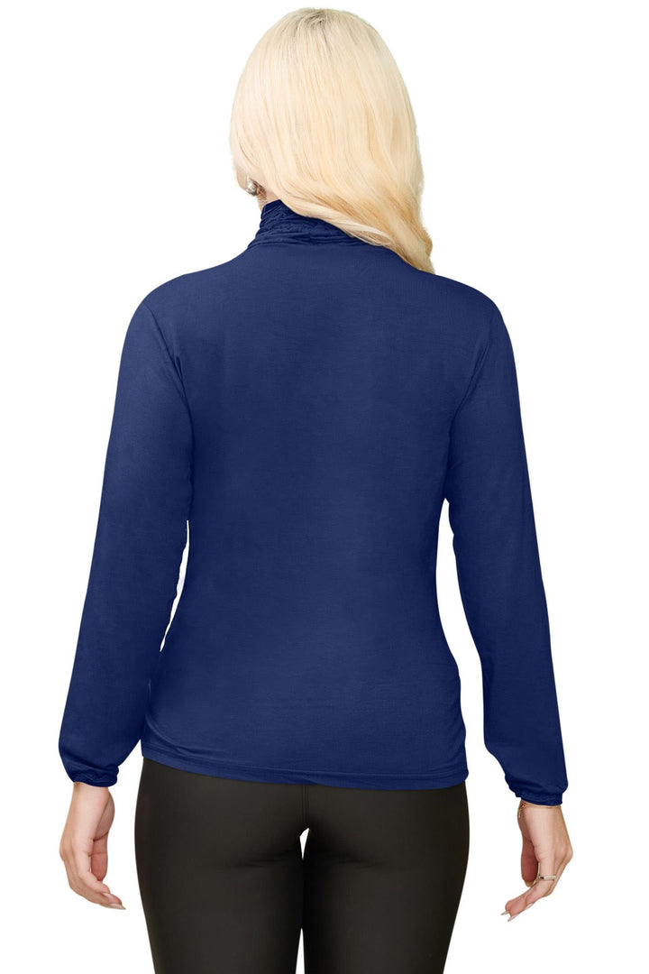 Special Price Plain Ruched Frill Roll Neck Tunic Viscose Top