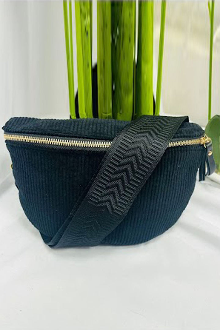 soft ribbed shoulder bag
