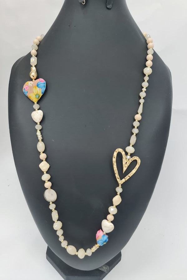 Heart Beaded Gold Accents Necklace