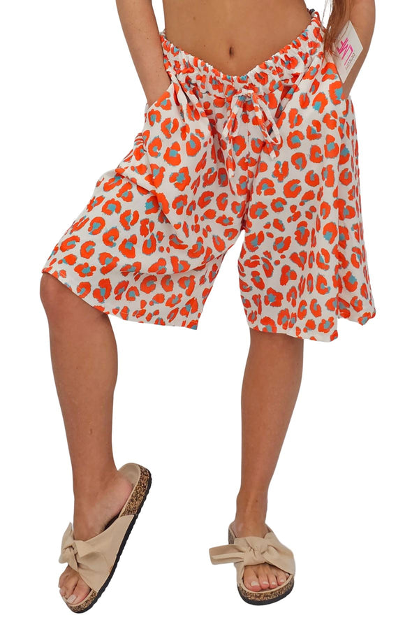 Leopard Print Adjustable Drawstring Shorts