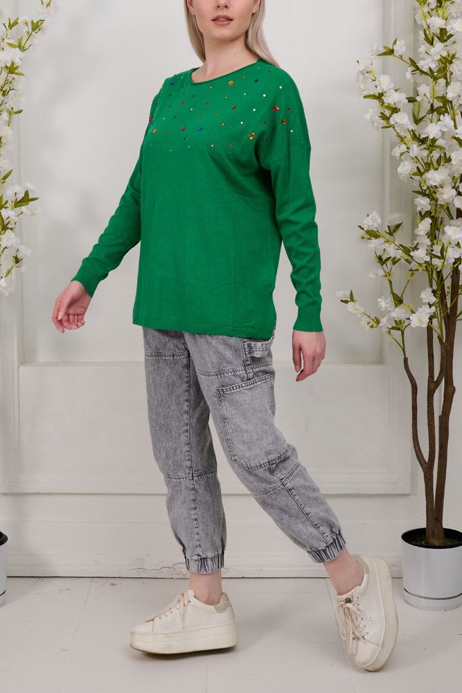Plain Knit Beading Viscose Top