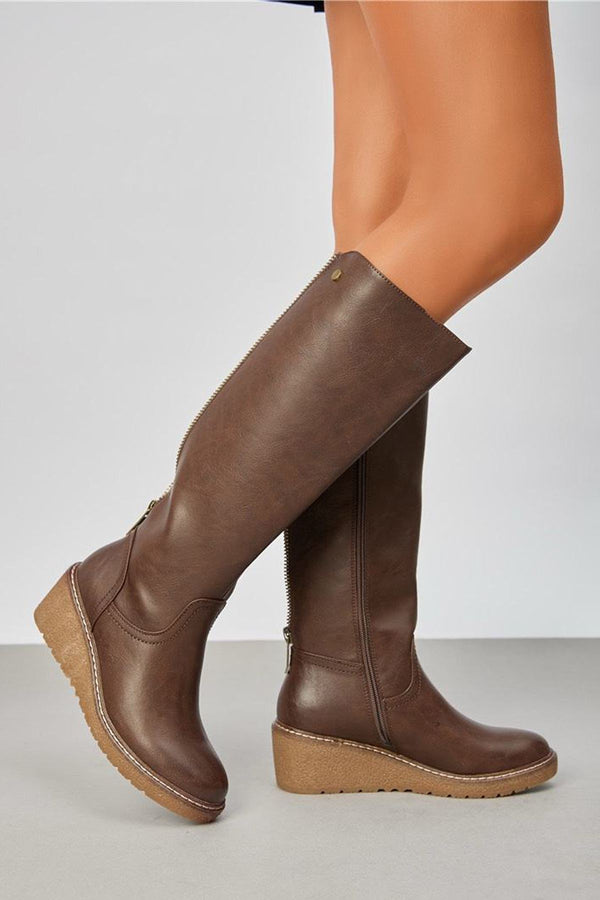 Back Zip Knee High Shoes