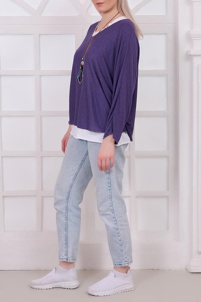 Plain Layered Necklace Cotton Top