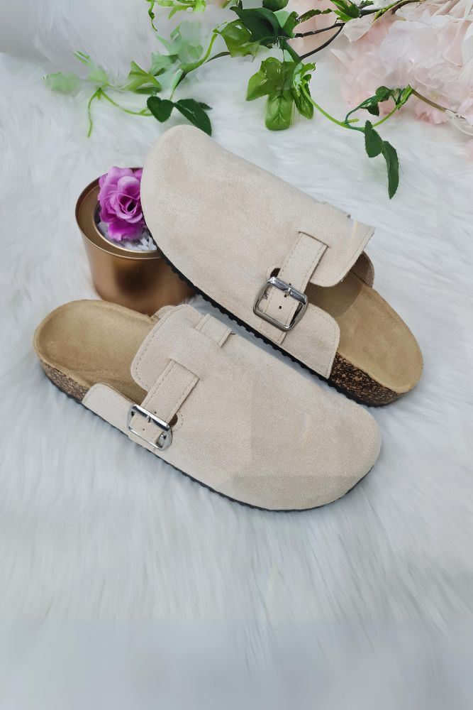 Suede Clogs leather Mules Buckle Up Shoes