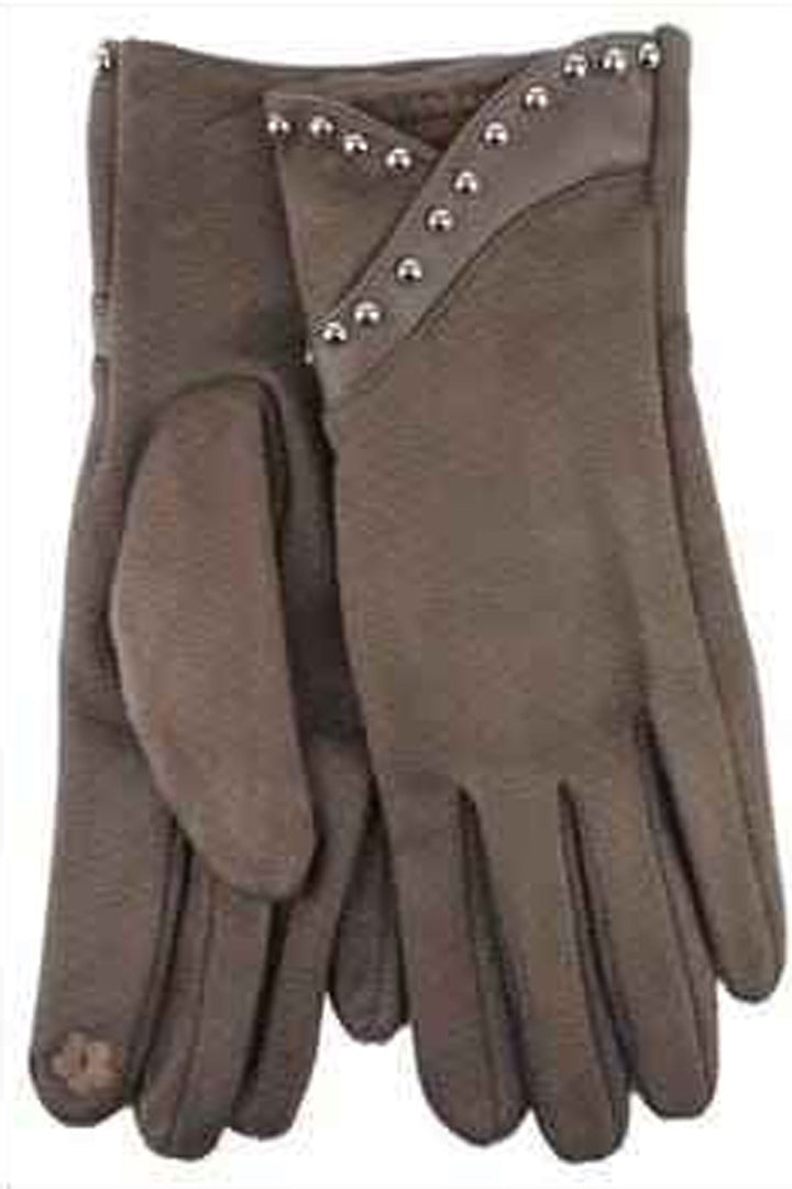 Studded Detail Faux Suede Gloves