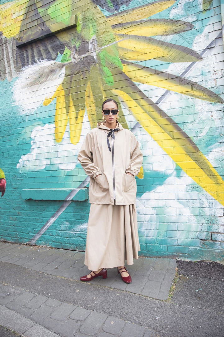 plain faux leather hooded jacket
