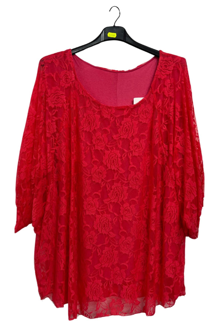 Floral Lace Overlay Pattern Layered Design Top