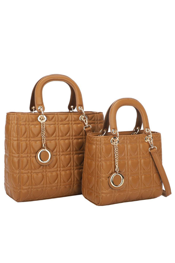 Heart Pattern Tote Two Handle Shoulder Bag