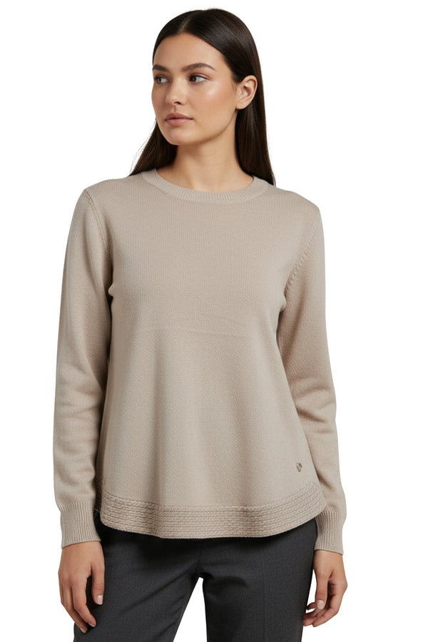 Plain Curved Textured Hem Jumper