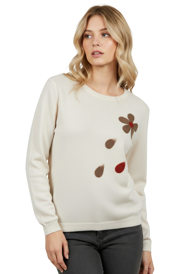 daisy motif falling petal sweater
