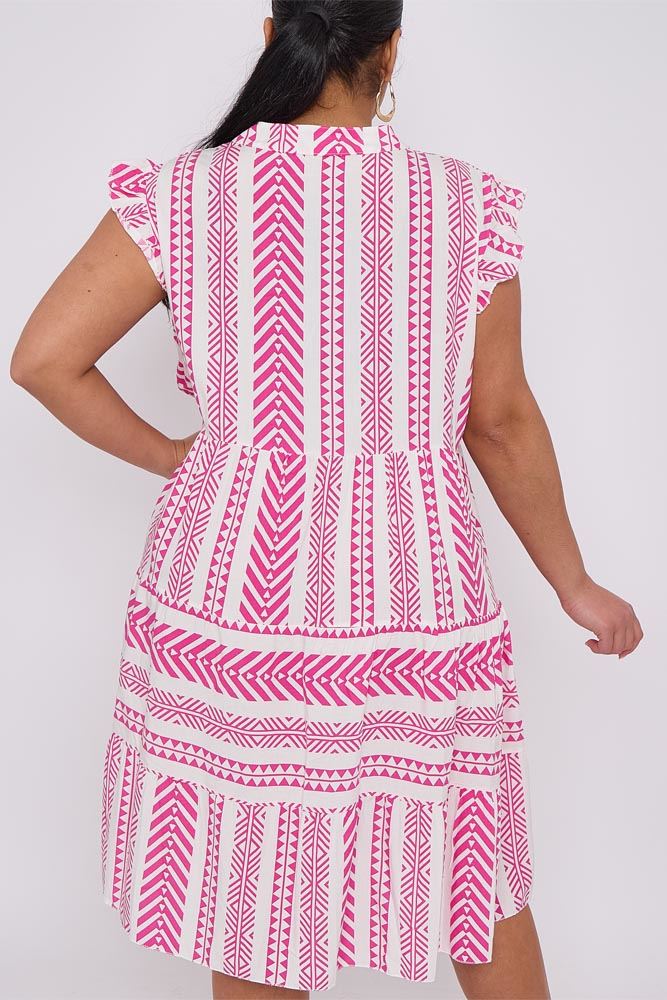 Geometric Print Tiered Dress
