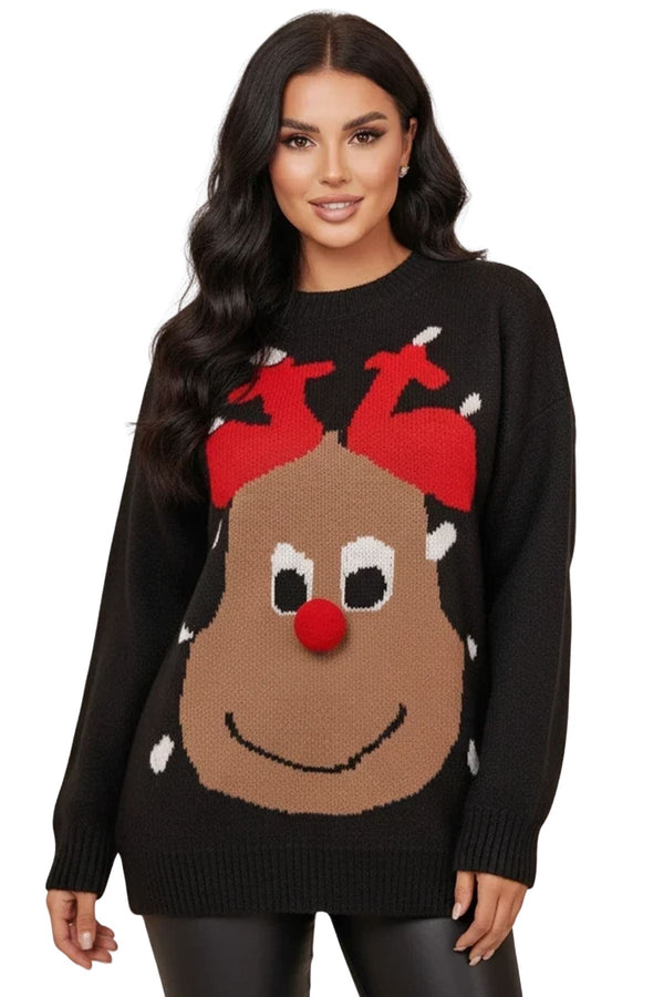 Rudolph Pattern Xmas Ribbed Jumper