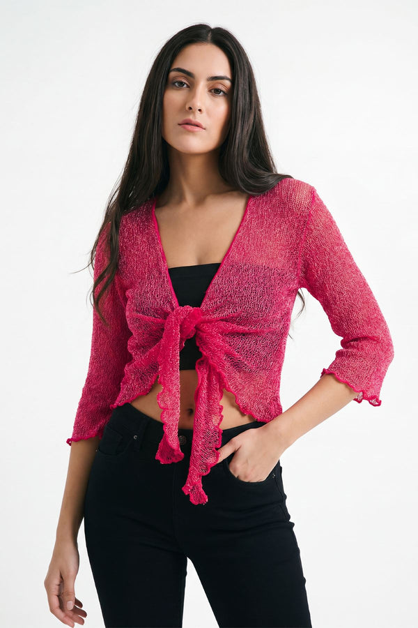 tie front shrug lightweight knit women