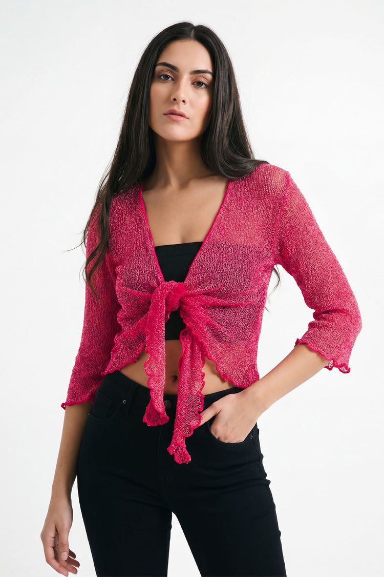 tie front shrug lightweight knit women
