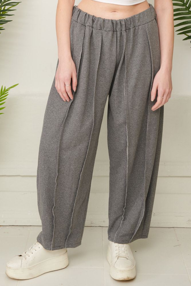 Plain Layered Knitted Cotton Trousers