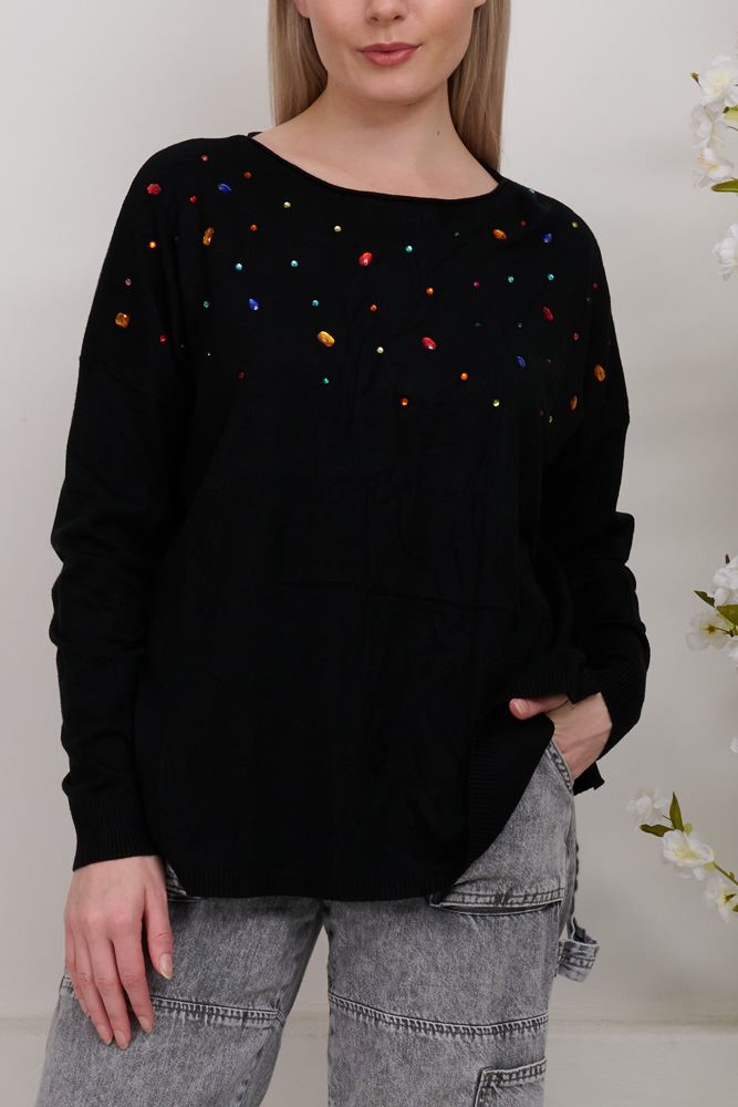 Plain Knit Beading Viscose Top