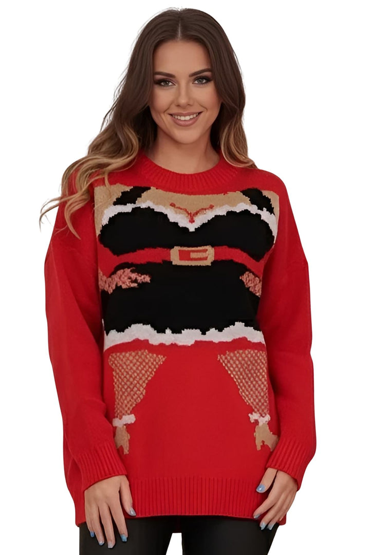 red lady santa novelty jumper
