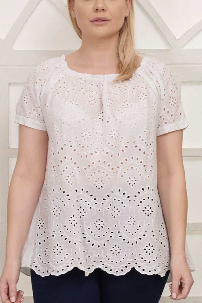 Embroidered cutwork Cotton Top