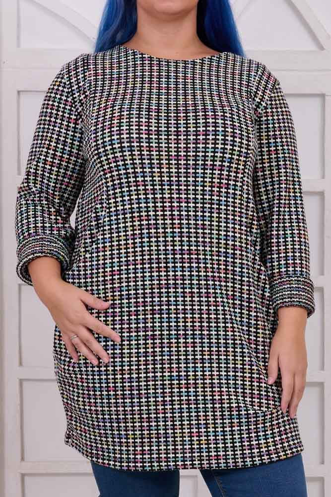 Multi Check Pattern Acrylic Dress