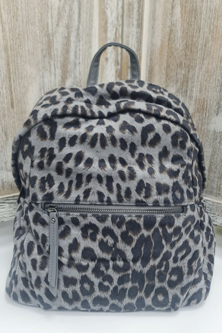 Leopard Print Front Zip Backpack Bag