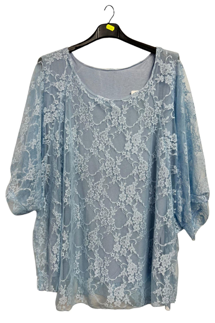Floral Lace Overlay Pattern Layered Design Top