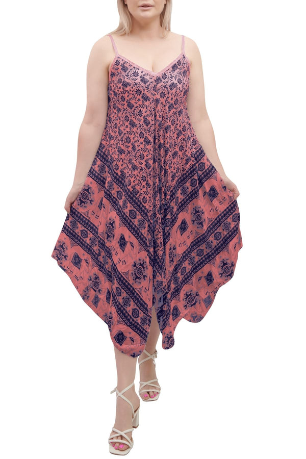 Special Price Italian Elephant Print Sleeveless V Neck Hanky Dress