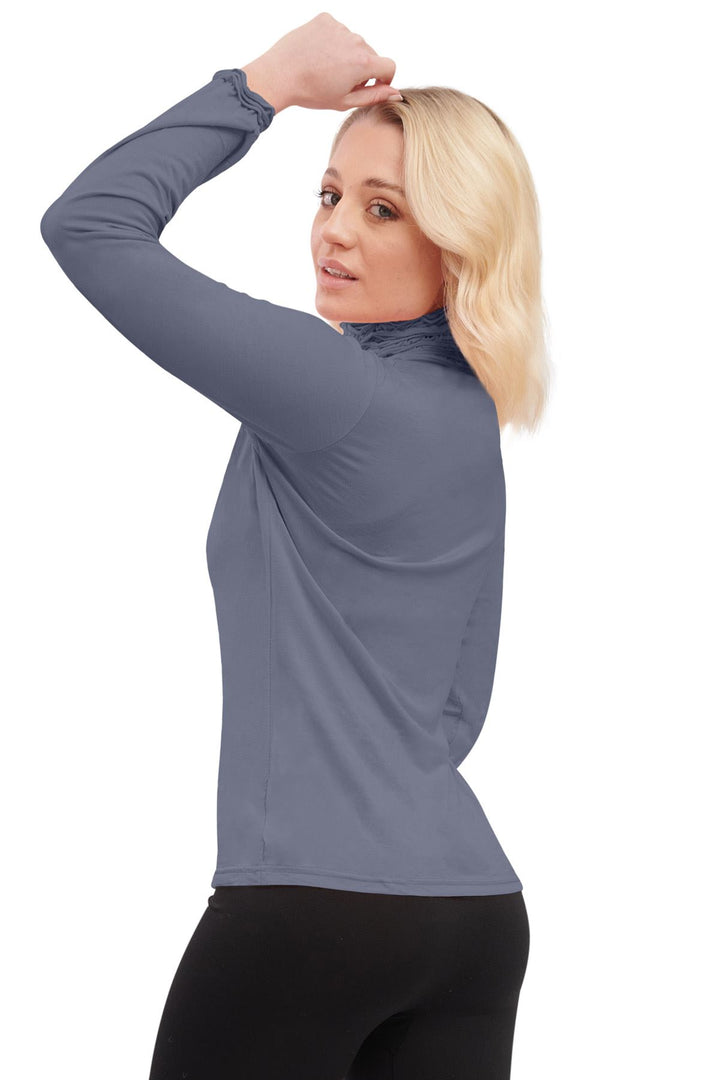 Special Price Plain Ruched Frill Roll Neck Tunic Viscose Top