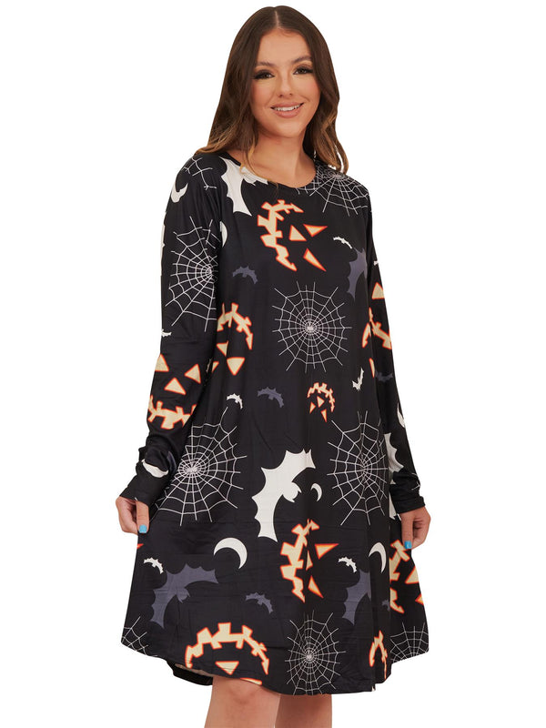 Scary Bats Print Halloween Dress