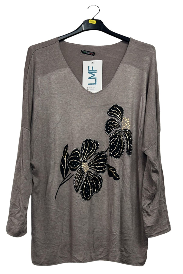 floral embellished pattern tunic top
