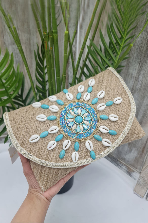 Stone Floral Shell Crossbody Bag