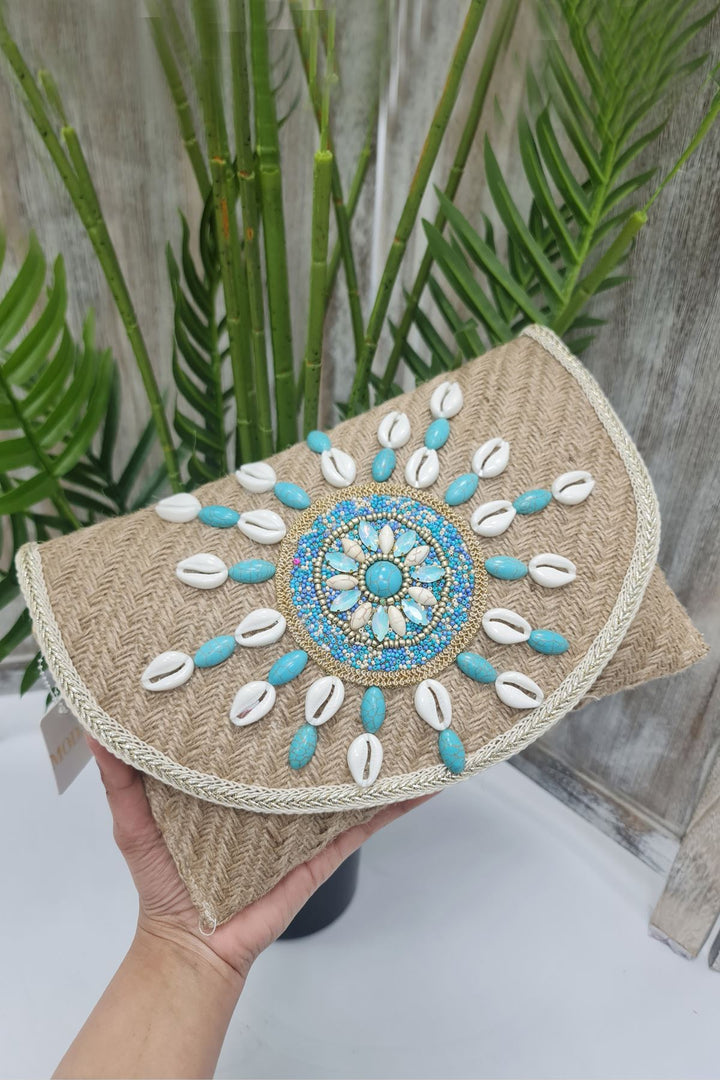 Stone Floral Shell Crossbody Bag