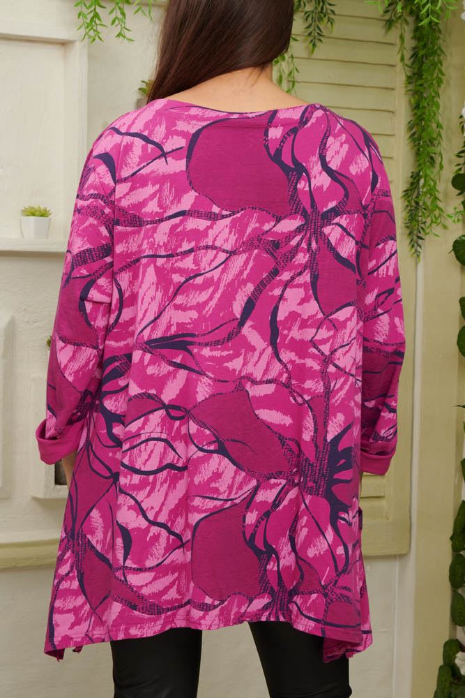 Abstract Print Pocket Cotton Top