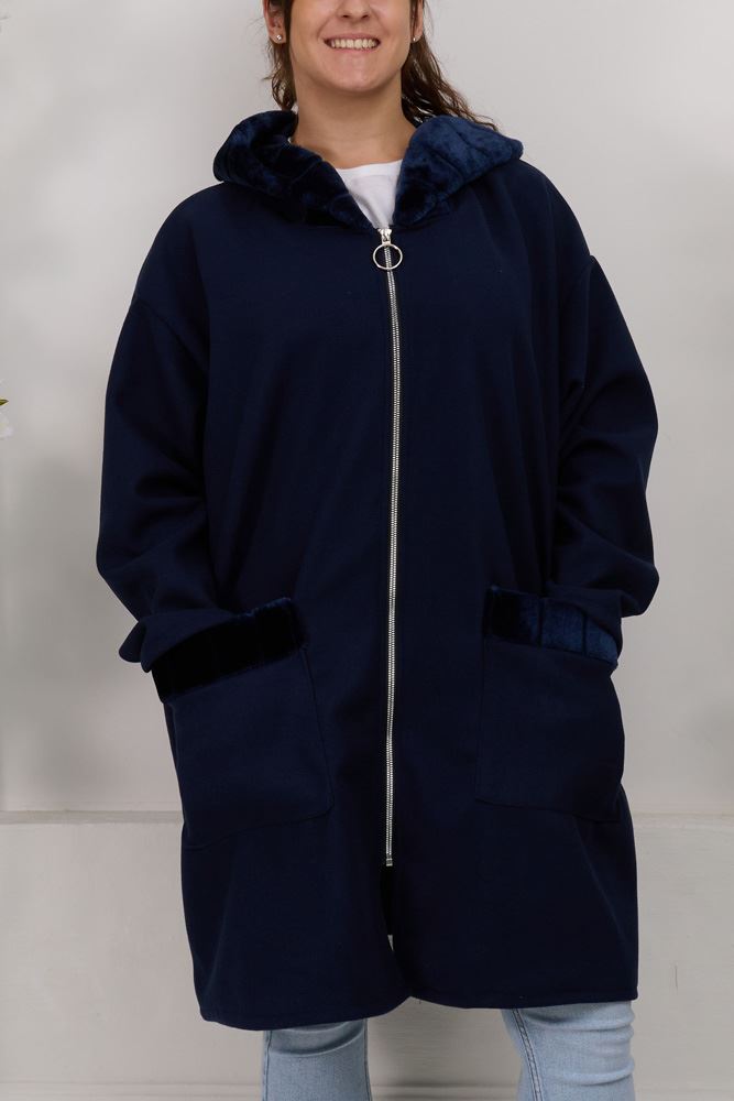 Plain Zip Up Long Jacket