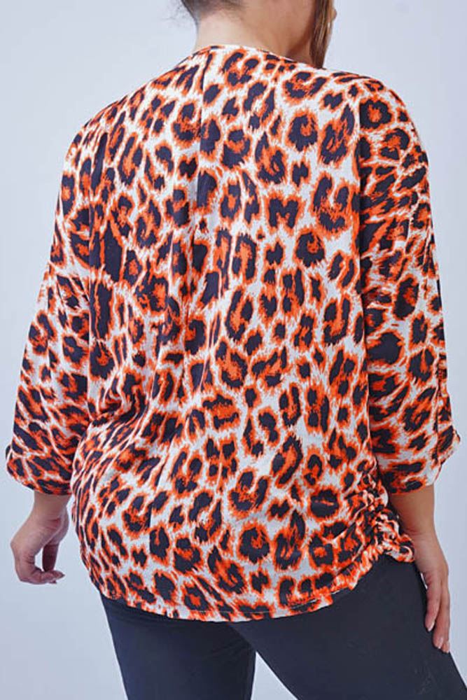 Leopard Print Zip Neck Top