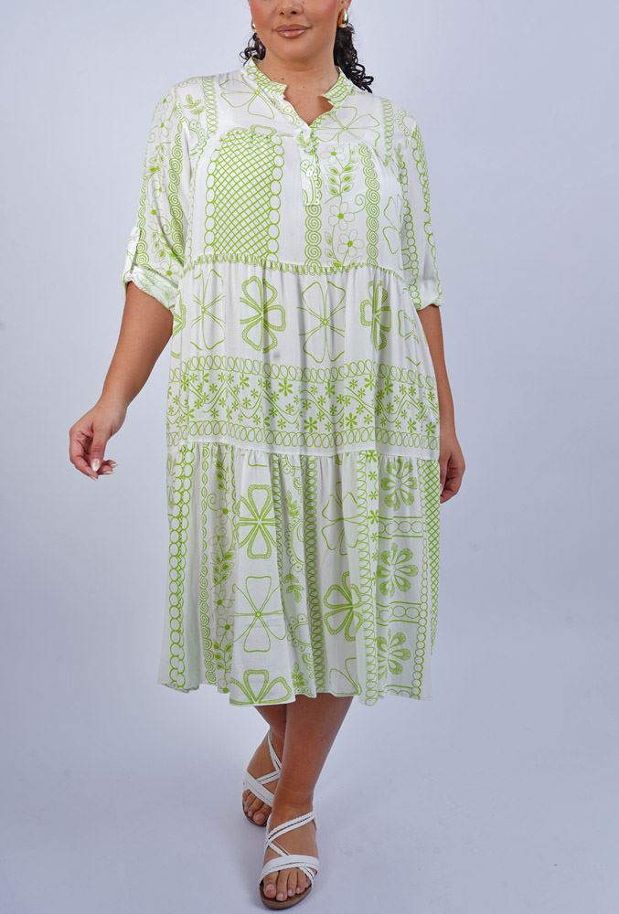 Clover Leaf Pattern Tiered Dress