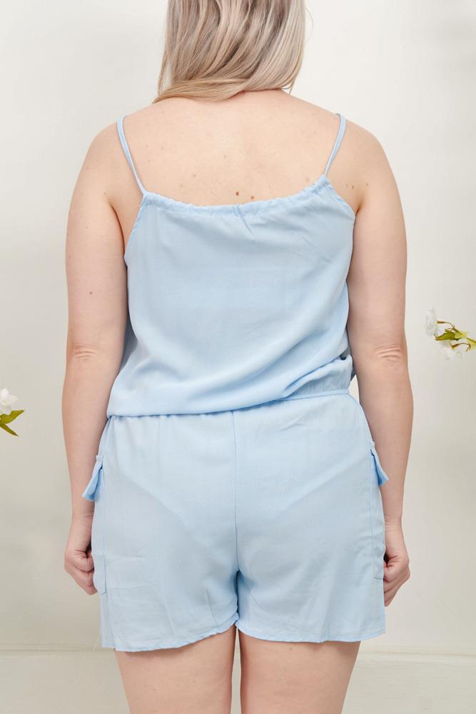 Plain Pockets Cotton Playsuit