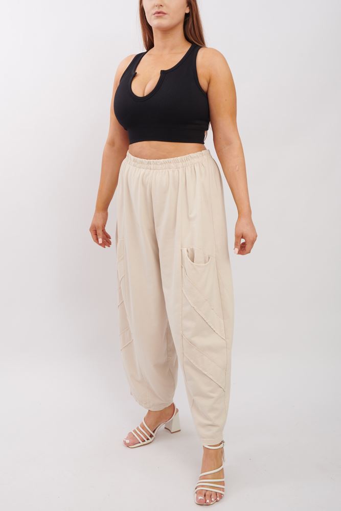 Plain Pocket Side Layered Cotton Trousers