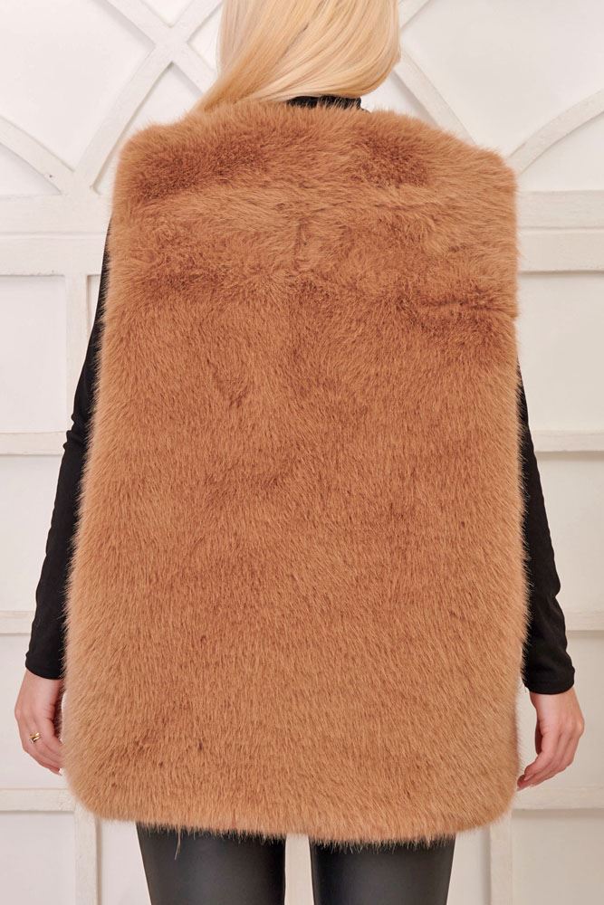 Plain Soft Feel Fur Gilet