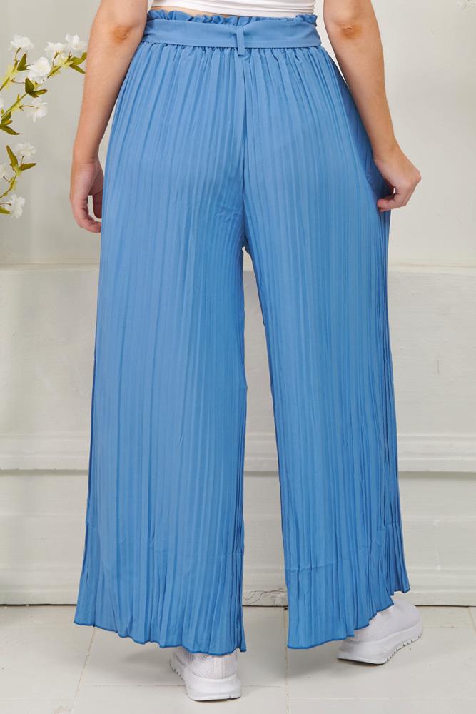 Plain Pleated Cotton Palazzo