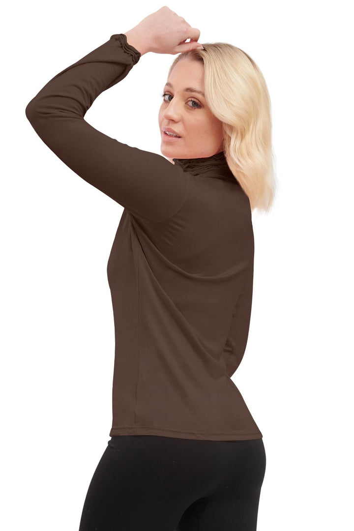 Special Price Plain Ruched Frill Roll Neck Tunic Viscose Top