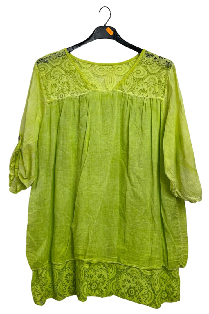 Floral Pattern Lace Detailing Layered Hem Cotton 