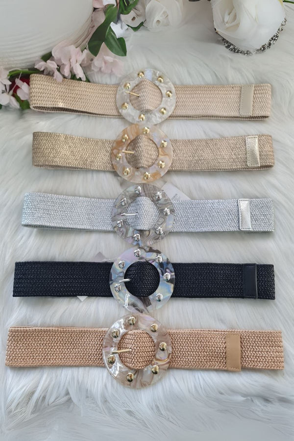 Studded Buckle Stretch Belt